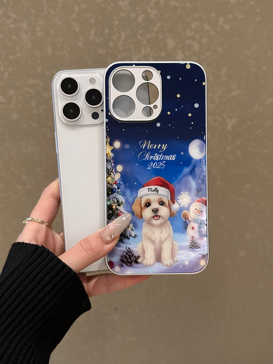 Personalized Pet Photo Christmas Phone Cover - Dog Portrait Design